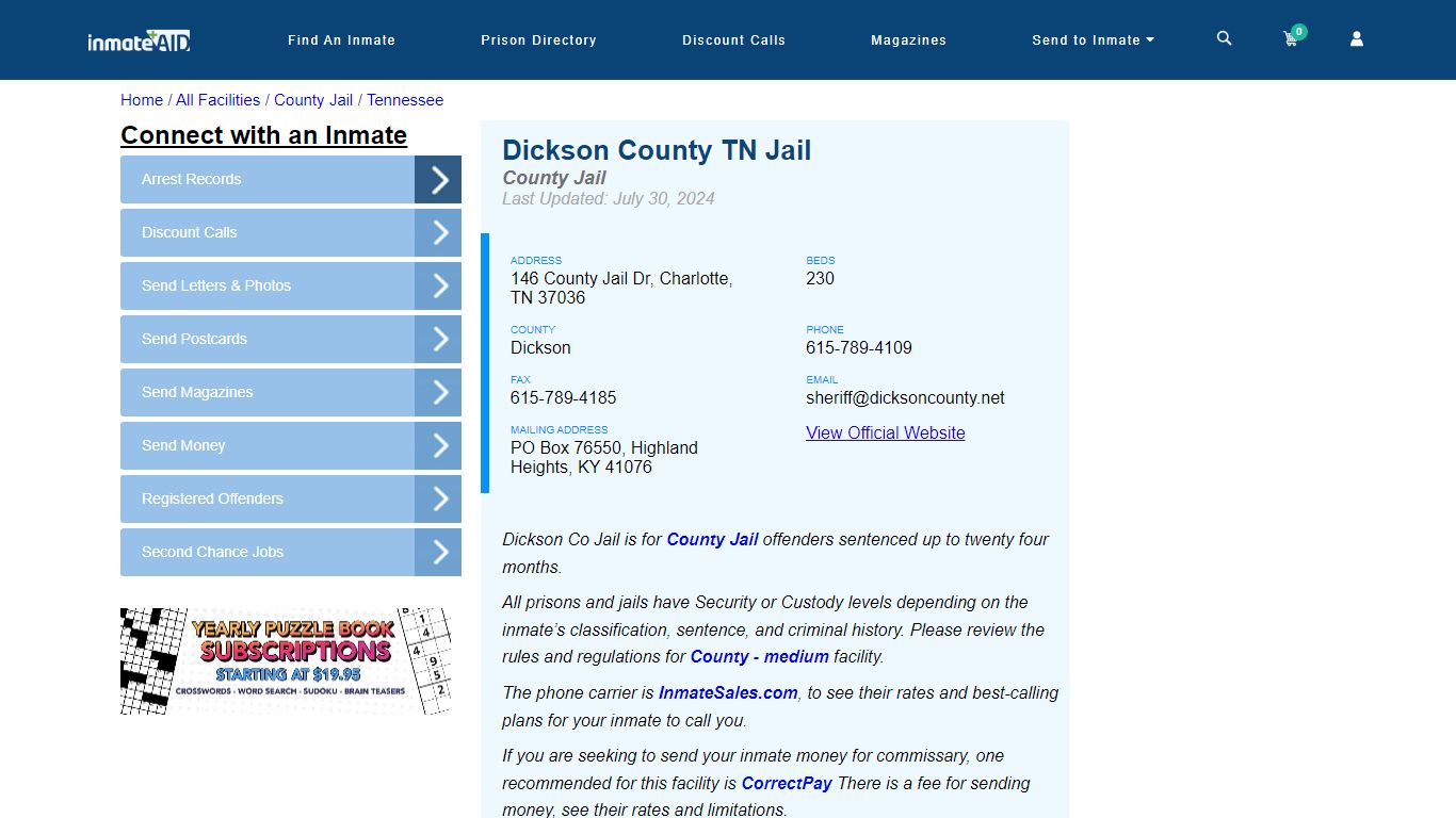 Dickson County TN Jail - Inmate Locator